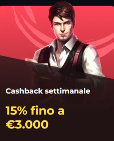 Cashback settimanale 15pct fino a eur3000