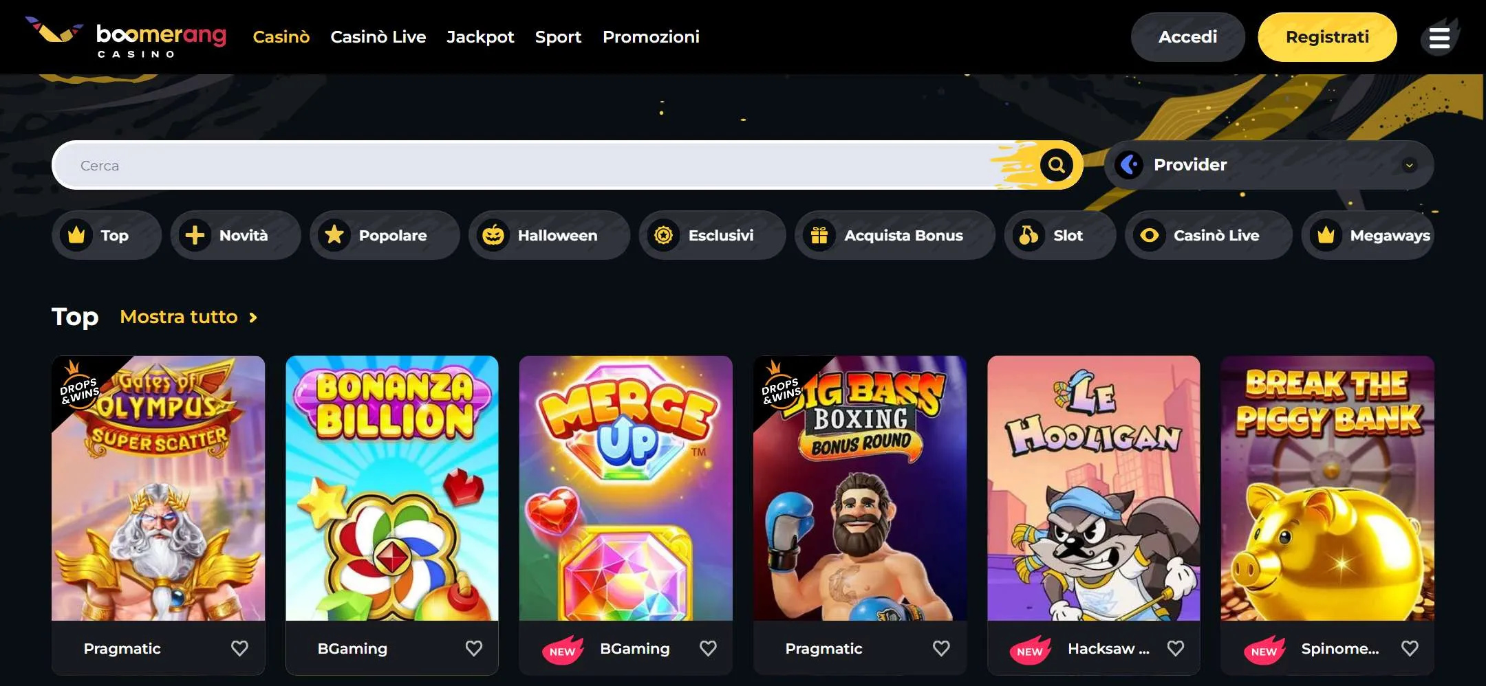 Giochi di Boomerang Casino