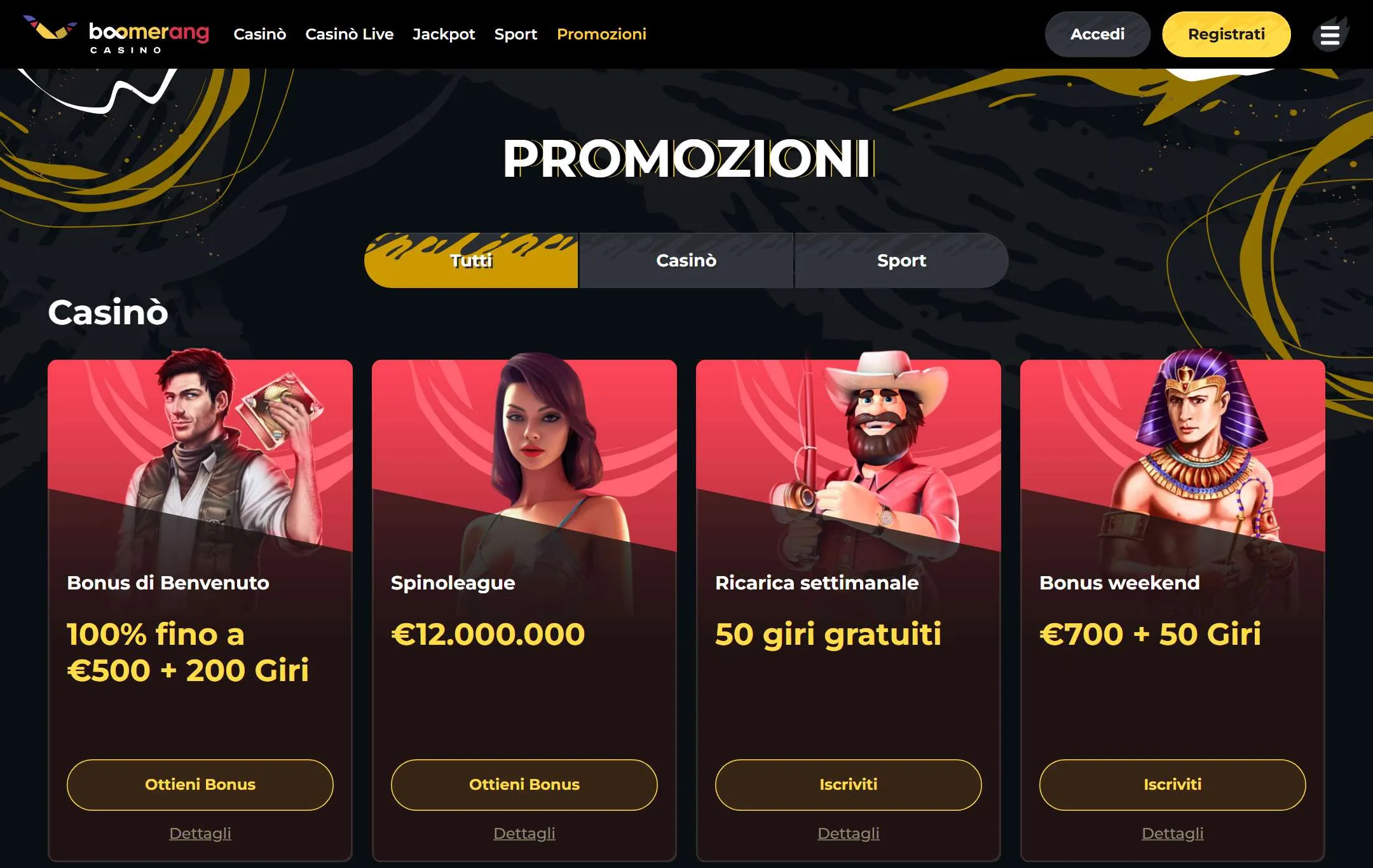 Promozioni di Boomerang Casino