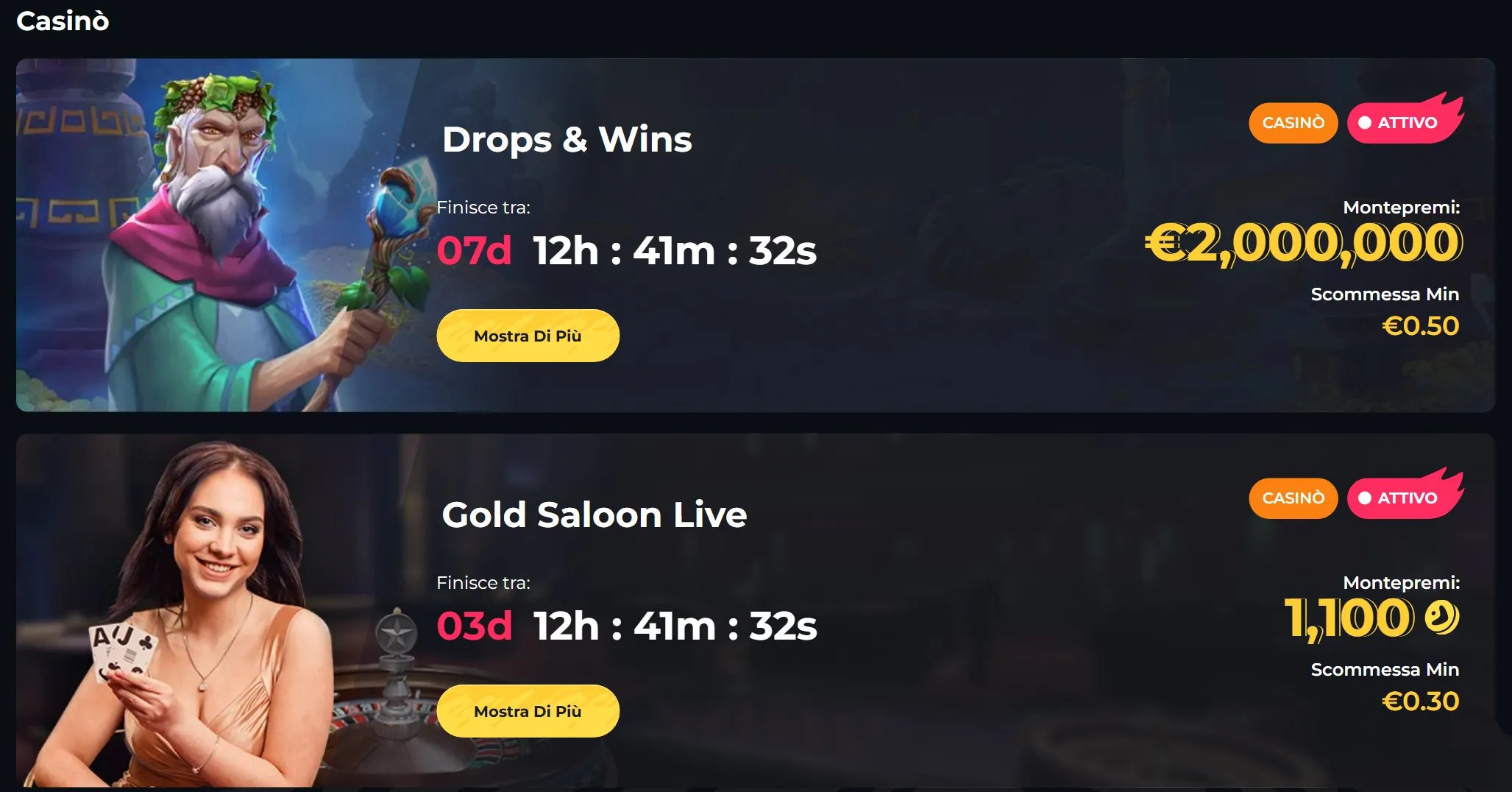 Tornei di Boomerang Casino